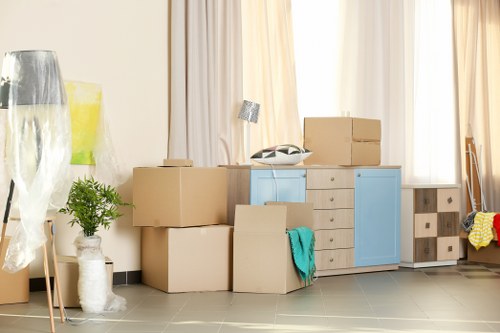 Local moving truck handling boxes and household items