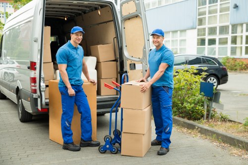 Packed household items ready for transport in a moving van